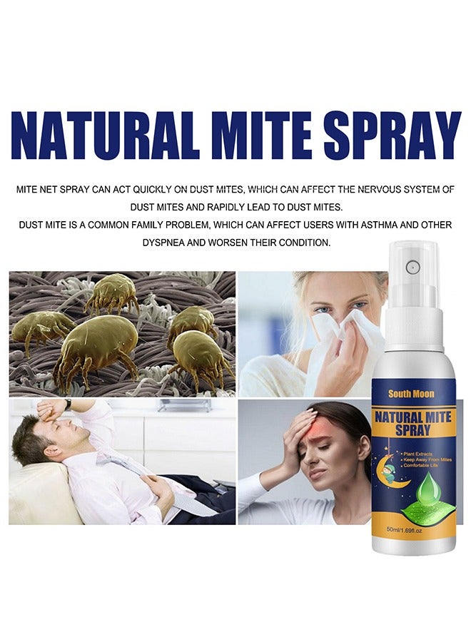 SOUTH MOON Natural Mite Spray，Mite Spray for home Mite Removal Indoor Environment Bed Linen and Clothing Mite Removal Spray (50ml）  - Image 3