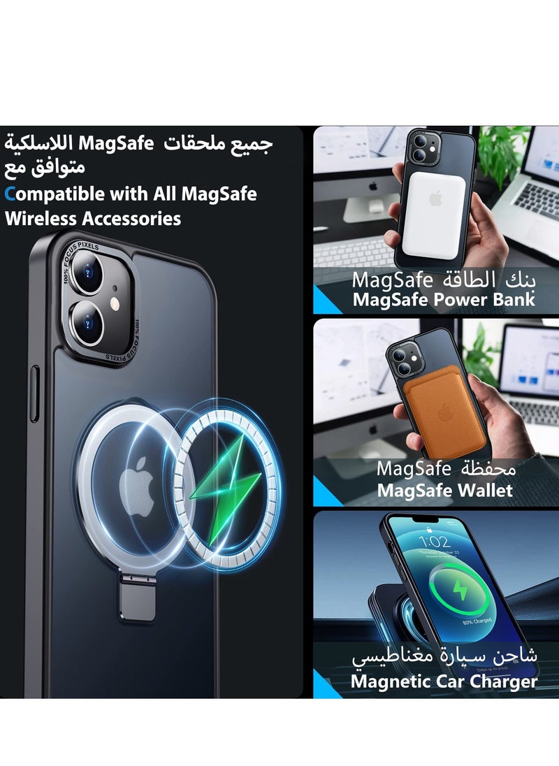 ايليجو جراب مغناطيسي مع حامل غير مرئي لموبايل ايفون 12/12 برو من اليجو، متوافق مع ماج سيف، جراب حماية ضد الصدمات، جراب موبايل رفيع غير لامع مع مغناطيس لموبايل ابل 12/12 برو (2020) (اسود)  - Image 2