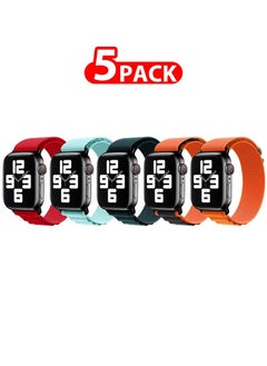 5 Pack Of Apple Watch Alpine Loop Band 38mm 40mm 41mm Women Men Adjustable with Metal G-Hook Strap for iWatch Series 7/SE/6/5/4/3/2/1 Multicolour