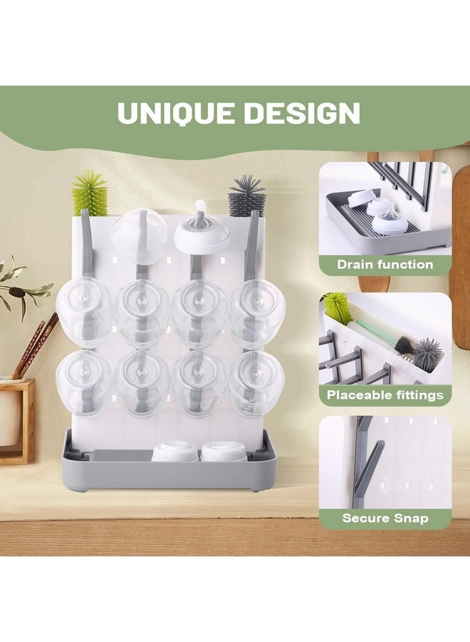Hranio Baby Bottle Drying Rack Baby Bottle Organizer Drying Rack Space Saving Foldable Dish Can Dry Up to 12 Bottles Large Vertical for Infant Accessories & Pump Parts (Gray) - Image 2