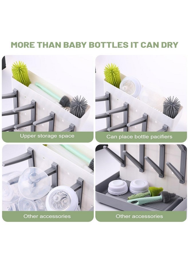 Hranio Baby Bottle Drying Rack Baby Bottle Organizer Drying Rack Space Saving Foldable Dish Can Dry Up to 12 Bottles Large Vertical for Infant Accessories & Pump Parts (Gray) - Image 4