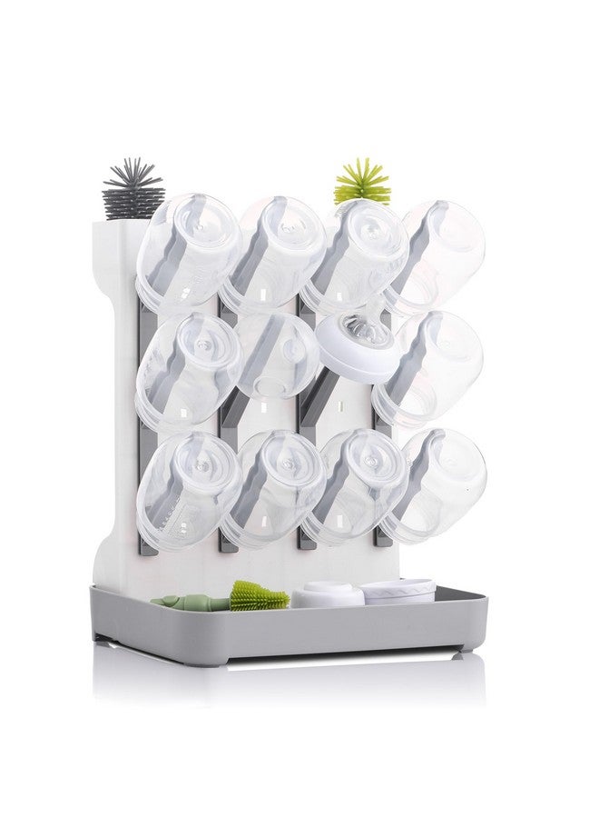 Hranio Baby Bottle Drying Rack Baby Bottle Organizer Drying Rack Space Saving Foldable Dish Can Dry Up to 12 Bottles Large Vertical for Infant Accessories & Pump Parts (Gray) - Image 1