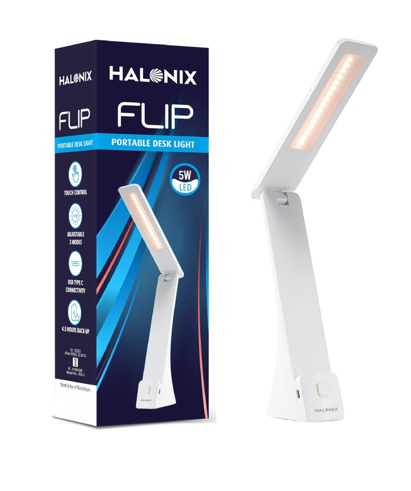 Halonix Flip Dimmable 3-in-1 Mode Portable Desk Lamp | LED Table Lamp | Study Lamp | Desk Light | Color-White,Off-White,Yellow - Image 5