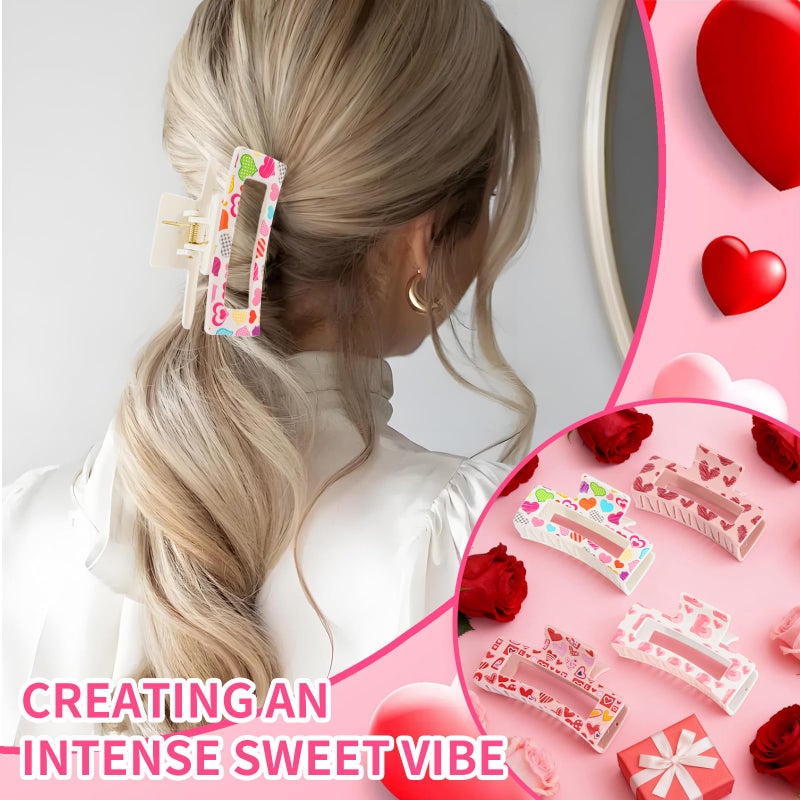 KICOSY 4PCS Valentine's Day Hair Claw Clips - Ideal for Date Nights, Galentine Party & Daily Romantic Looks - Image 3