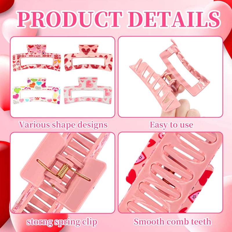 KICOSY 4PCS Valentine's Day Hair Claw Clips - Ideal for Date Nights, Galentine Party & Daily Romantic Looks - Image 5