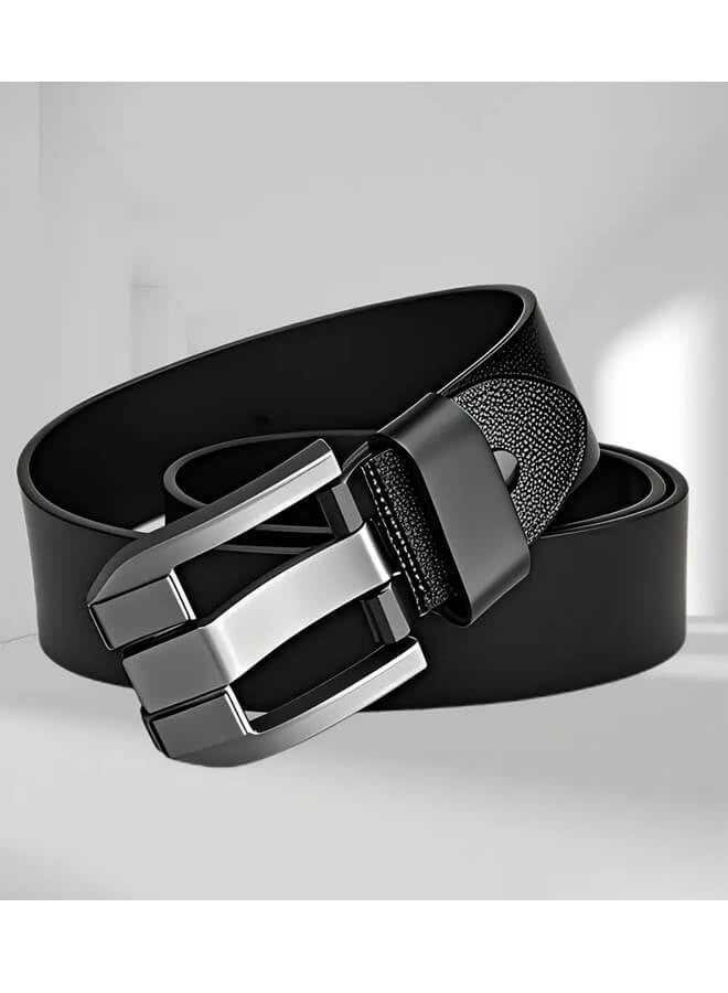 Bliszaar Men's Leather Belt Full Grain Handmade Medium Width Casual and Business Belt for Jeans Sweat-Resistant Durable Alloy Buckle Black 120cm 47.2in Everyday Wear Gift - Image 4