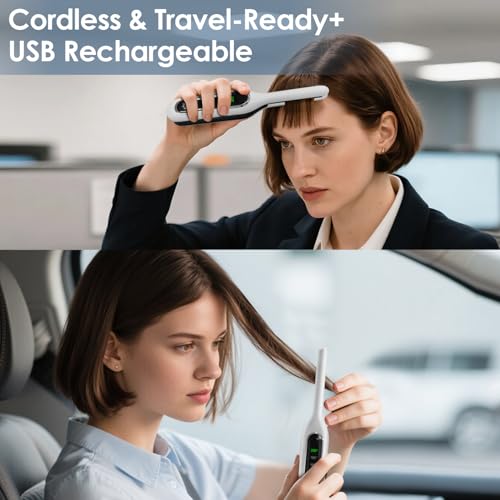Sunmay Cordless Mini Flat Iron, 3/10" Pencil Hair Straightener for Short Hair, Pixie Cut & Bangs, Portable Dual Voltage Travel Curling Iron - Image 4