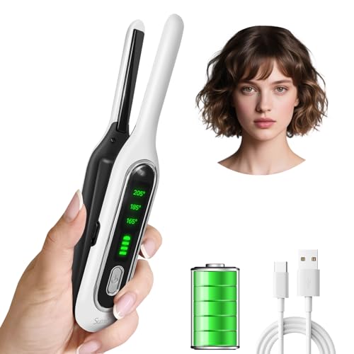 Sunmay Cordless Mini Flat Iron, 3/10" Pencil Hair Straightener for Short Hair, Pixie Cut & Bangs, Portable Dual Voltage Travel Curling Iron - Image 1