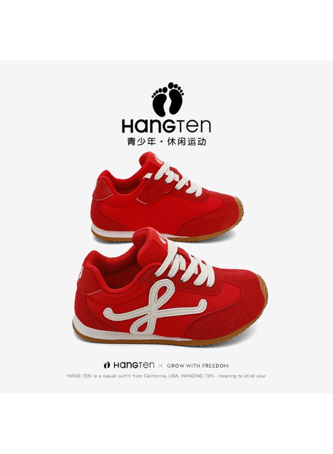 Hang Ten Kids Sports Shoes New Breathable Mesh Boys Running Shoes Casual Red Size 31