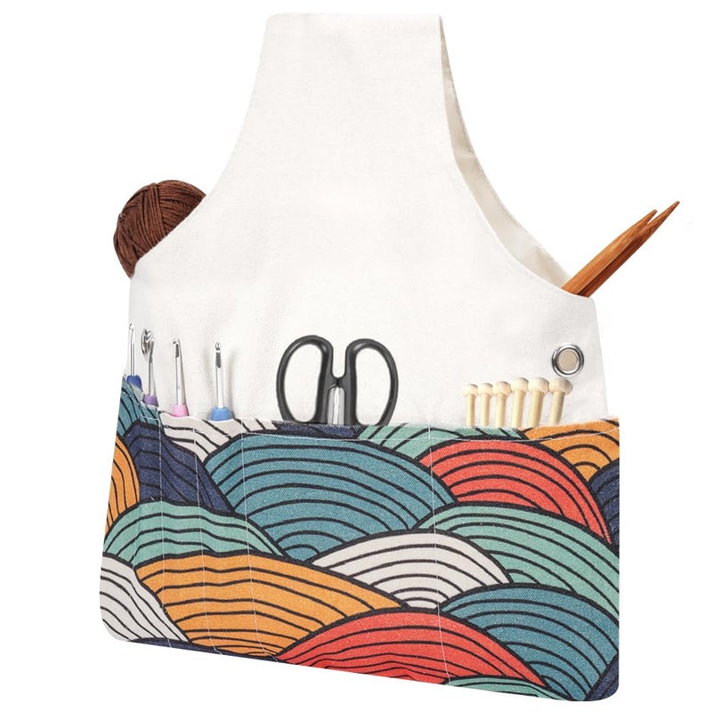 TOGETRUE Yarn Bag Knitting Crochet Tote Bag Lightweight Yarn Storage Bag Organizer Travel Knitting Wrist Bag Yarn Tote Bags for Crocheting Holding Yarn Knitting Needles Color Arc - Image 2