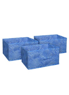 Kuber Industries Kuber Industries Laheriya Print Non Woven Fabric 3-Replacement Drawer Storage And Cloth Organizer Unit For Closet (Blue)-Kubmart15988, Clothing  - Image 1