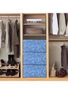 Kuber Industries Kuber Industries Laheriya Print Non Woven Fabric 3-Replacement Drawer Storage And Cloth Organizer Unit For Closet (Blue)-Kubmart15988, Clothing  - Image 4