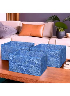 Kuber Industries Kuber Industries Laheriya Print Non Woven Fabric 3-Replacement Drawer Storage And Cloth Organizer Unit For Closet (Blue)-Kubmart15988, Clothing  - Image 2