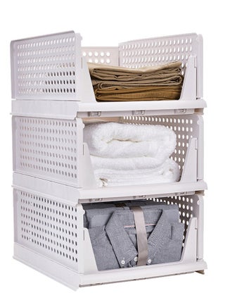 Foldable Storage Box Storage Bin for Closet Wardrobe Clothes Storage Organizers 3 Pack Clothes Drawer Organizer Bins Clothes Storage Container Closet Organizers for Clothes, Office (White) - pzsku/Z05714FAFF002B60D896BZ/45/_/1697447466/1c1548d4-b39c-4097-9ac0-a85f35531ddf
