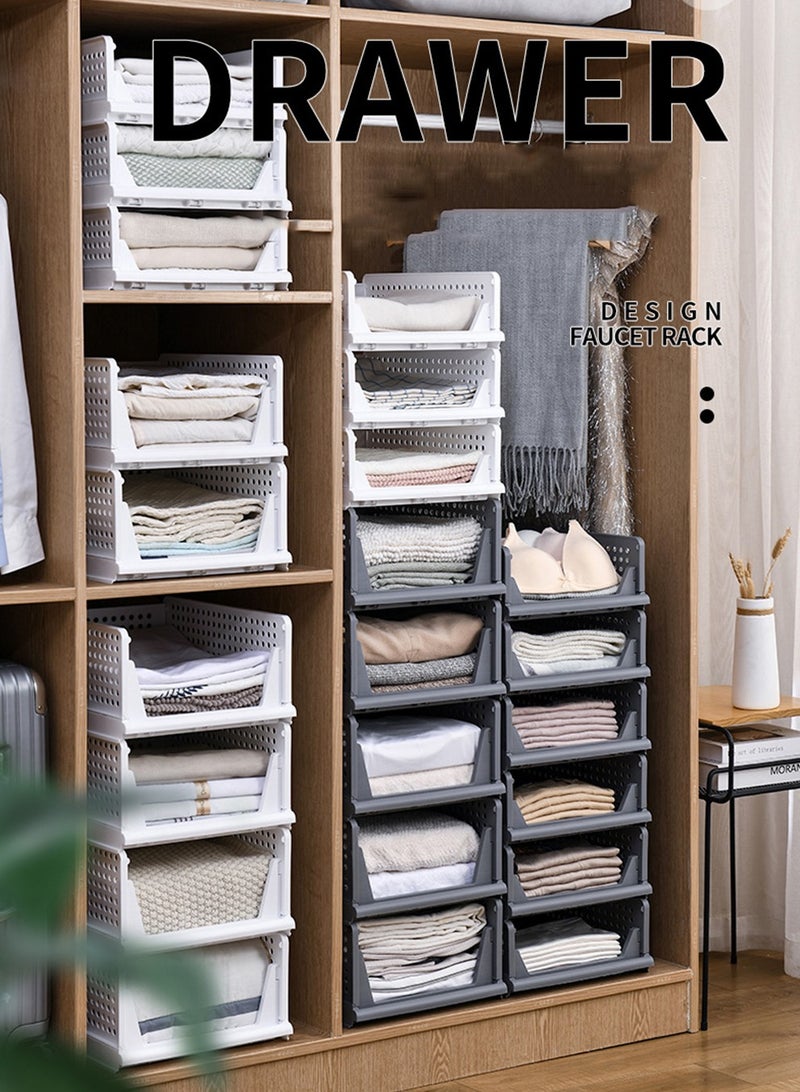 Foldable Storage Box Storage Bin for Closet Wardrobe Clothes Storage Organizers 3 Pack Clothes Drawer Organizer Bins Clothes Storage Container Closet Organizers for Clothes, Office (White)