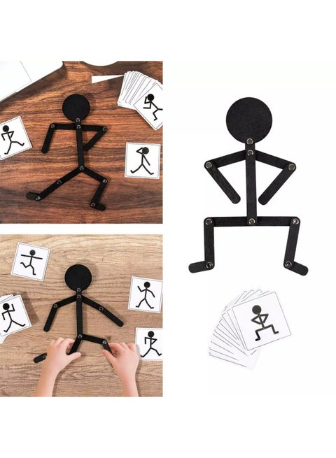 لعبة ألغاز خشبية مبتكرة على شكل رياضي - لعبة مطابقة تعليمية مع مفاصل متحركة و24 بطاقة نشاط، مثالية لتعزيز تنسيق اليد والعين وتطوير الإدراك المبكر للأطفال