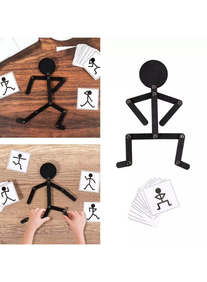 Creative Wooden Sports Figure Puzzle Toy – Educational Matching Game with Movable Joints, 24 Activity Cards, Ideal for Enhancing Hand-Eye Coordination and Early Cognitive Development for Kids - Image 1