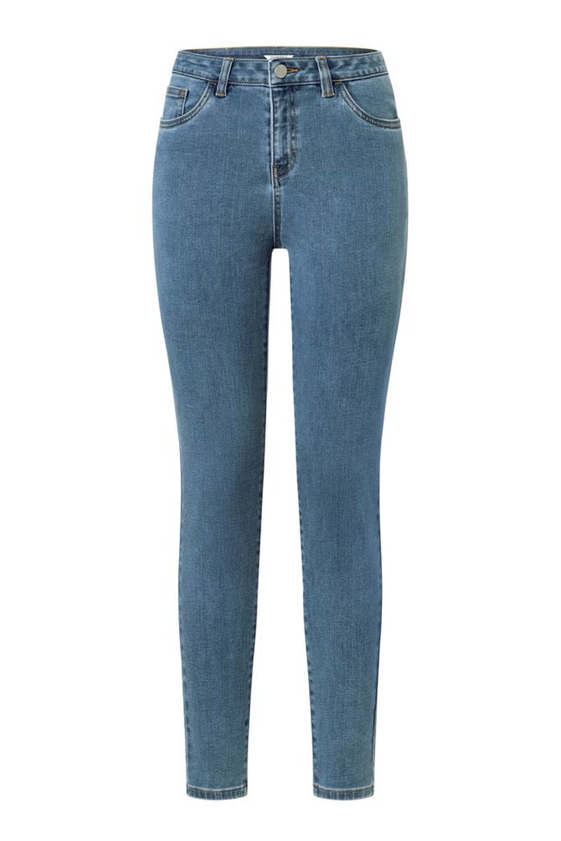 Tchibo Women Skinny Fit High Waist Solid Stretchable Denim Jeans, Blue - Image 2
