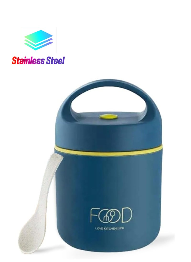 Oasisgalore - Food Jar, Stainless Steel Soup container, 460 ML/15.5 OZ Size, Thermal Insulated, Leakproof, Soup Container (Blue) - Image 1
