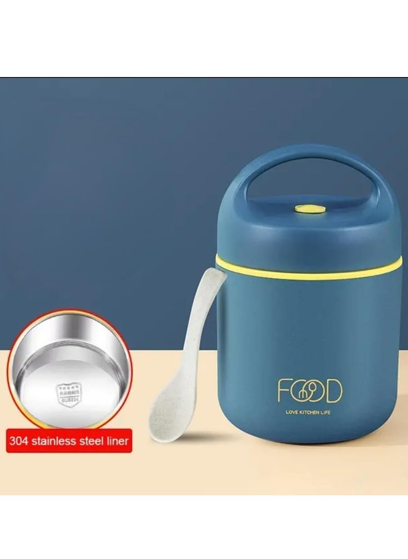 Oasisgalore - Food Jar, Stainless Steel Soup container, 460 ML/15.5 OZ Size, Thermal Insulated, Leakproof, Soup Container (Blue) - Image 1