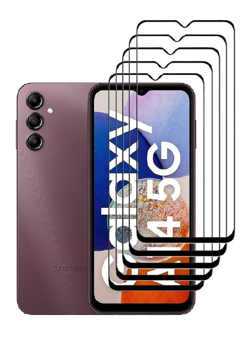 AINA 5 Pieces Tempered Glass Screen Protector 5D Designed For Samsung Galaxy A14 5G Full Glue Edge to Edge Full Screen Coverage And Bubble Free - Image 1