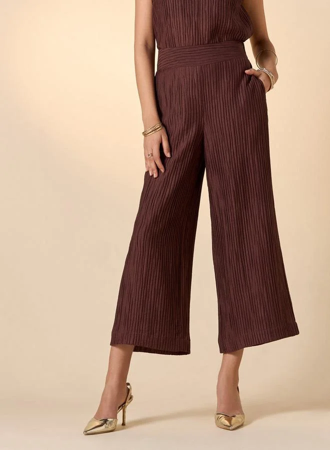 Iconic Iconic Pleated Wide Leg Pants with Elasticated Waistband