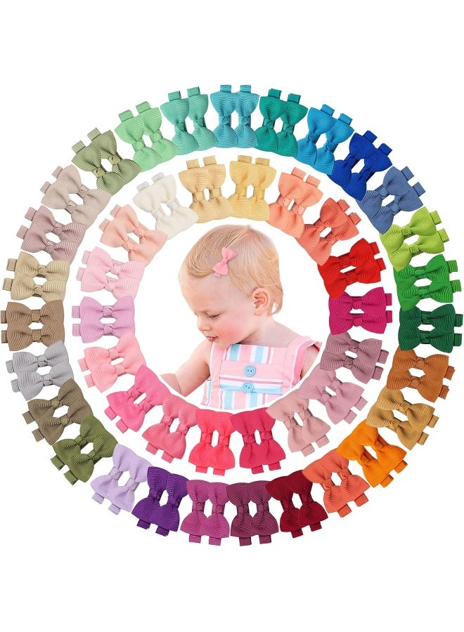 CELLOT Hair Clip 90PCS, Baby Girls Fully Lined Baby Bows Hair Pins Tiny 2' Hair Bows Alligator Clips for Infants Toddlers in Pairs - Image 2