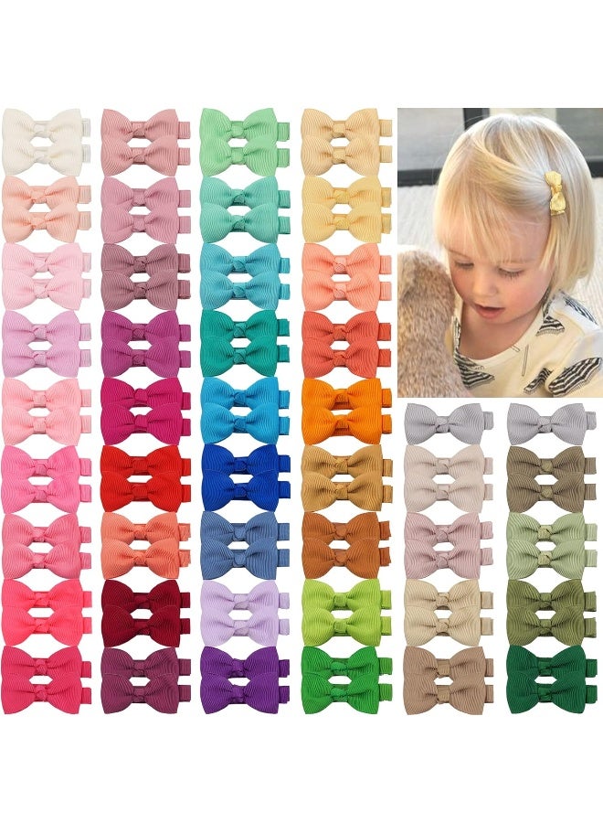 CELLOT Hair Clip 90PCS, Baby Girls Fully Lined Baby Bows Hair Pins Tiny 2' Hair Bows Alligator Clips for Infants Toddlers in Pairs - Image 1