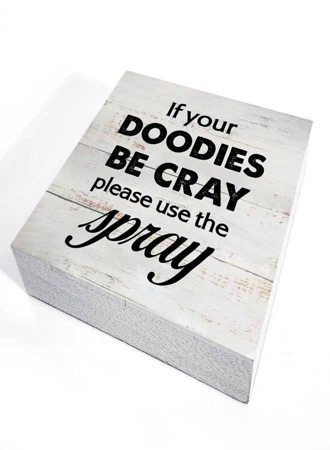 MAVOTEN Rustic Funny Bathroom Wood Box Sign Humor Restroom Wooden Box Sign Farmhouse Home Desk Shelf Decor (5 X 5 Inch) - Image 3