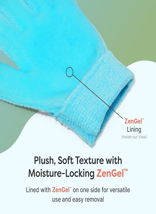 ZenToes Moisturizing Gloves for Dry Hands and Eczema, Gel Infused with Jojoba Seed Oil, Olive Oil and Vitamin E, Overnight Hand Moisturizer (OSFM, Fuzzy Blue with Media Tips) - Image 5