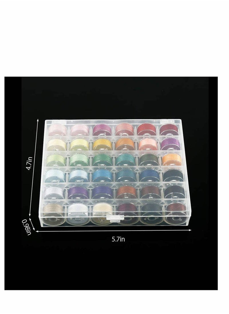 Generic - 36Pcs Bobbins and Sewing Threads with Bobbin Case and Bobbin Clamps for Multiple Sewing Machine Pre Wound Bobbins Set Standard Size for Brother BabyLock Janome Elna - Image 1