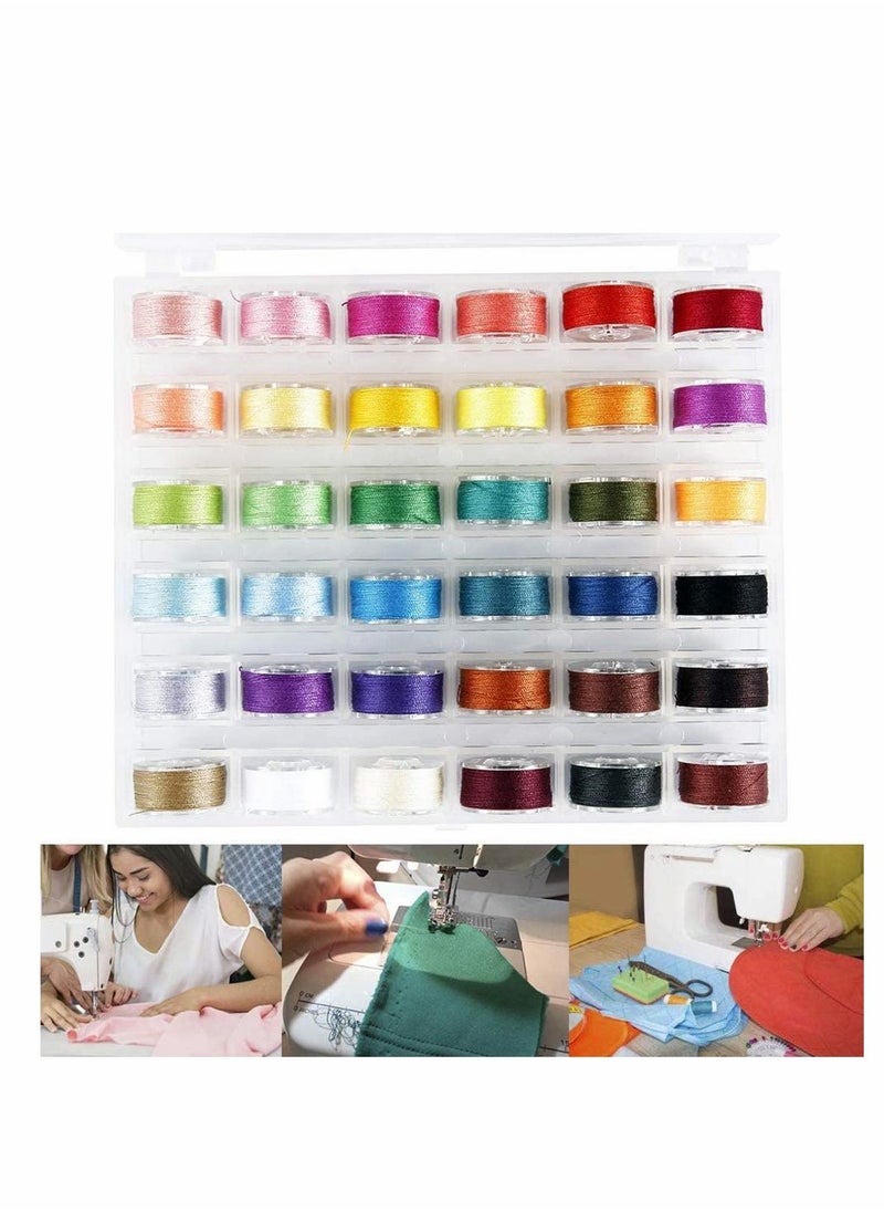 Generic - 36Pcs Bobbins and Sewing Threads with Bobbin Case and Bobbin Clamps for Multiple Sewing Machine Pre Wound Bobbins Set Standard Size for Brother BabyLock Janome Elna - Image 1