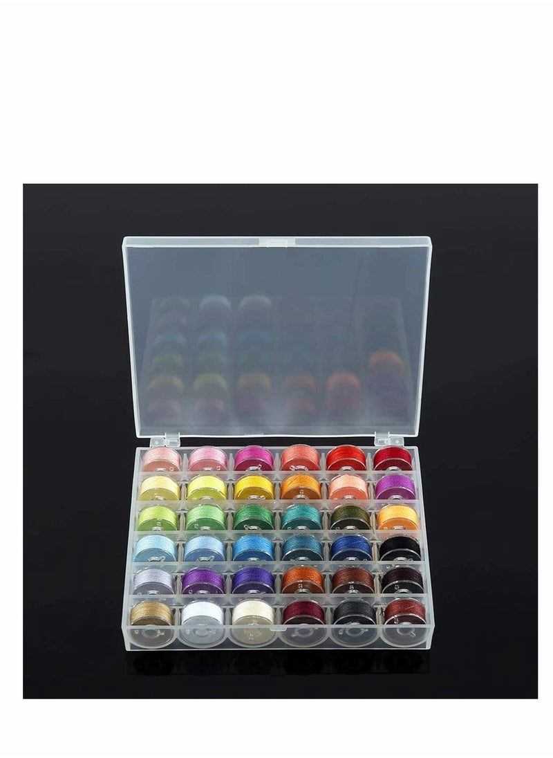 Generic - 36Pcs Bobbins and Sewing Threads with Bobbin Case and Bobbin Clamps for Multiple Sewing Machine Pre Wound Bobbins Set Standard Size for Brother BabyLock Janome Elna - Image 1