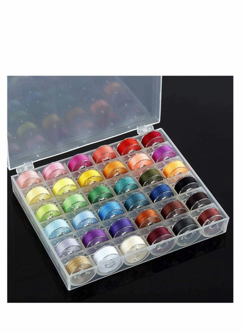 36Pcs Bobbins and Sewing Threads with Bobbin Case and Bobbin Clamps for Multiple Sewing Machine Pre Wound Bobbins Set Standard Size for Brother BabyLock Janome Elna
