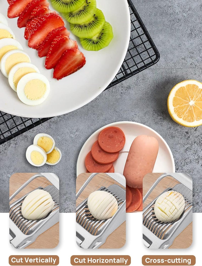 BIBURY Egg Slicer, Egg Cutter for Hard Boiled Eggs, Heavy Duty Aluminium Slicer for Egg Mushroom Strawberry Soft Fruit, Stainless Steel Wires, Dishwasher Safe & Easy to Clean - Image 3