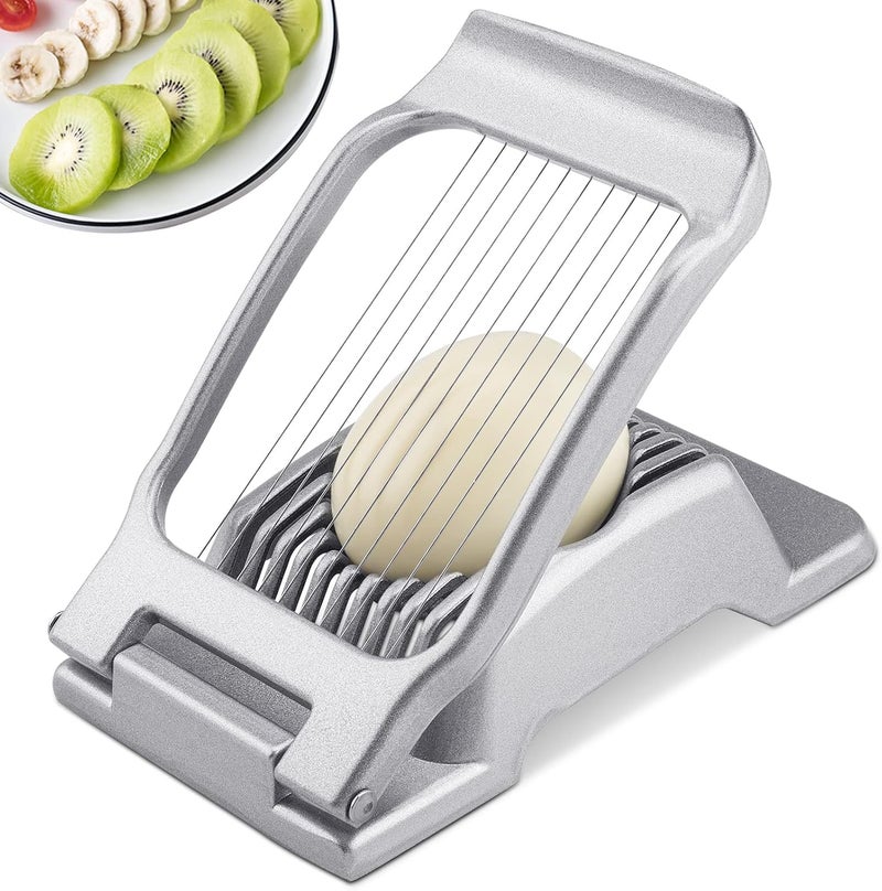 BIBURY Egg Slicer, Egg Cutter for Hard Boiled Eggs, Heavy Duty Aluminium Slicer for Egg Mushroom Strawberry Soft Fruit, Stainless Steel Wires, Dishwasher Safe & Easy to Clean - Image 1