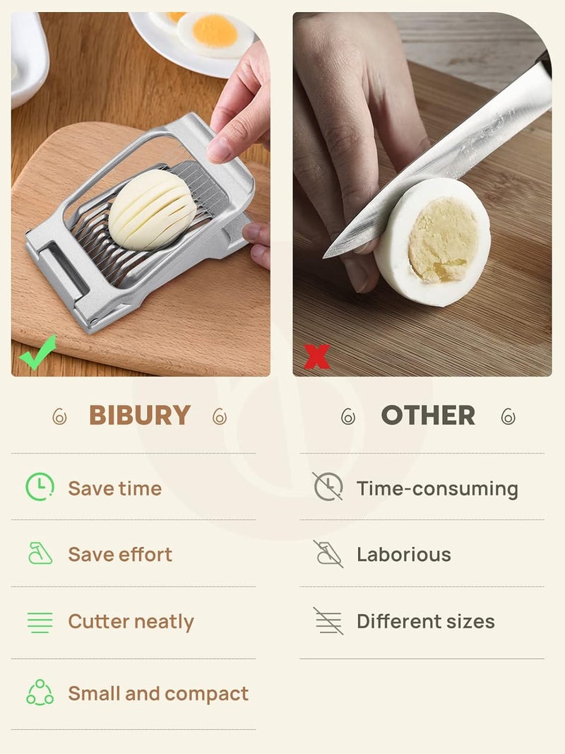 BIBURY Egg Slicer, Egg Cutter for Hard Boiled Eggs, Heavy Duty Aluminium Slicer for Egg Mushroom Strawberry Soft Fruit, Stainless Steel Wires, Dishwasher Safe & Easy to Clean - Image 2