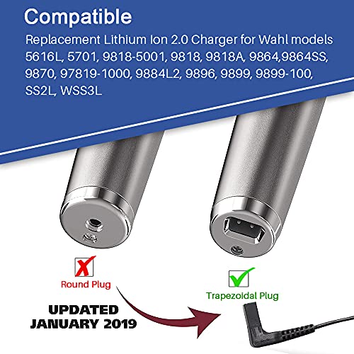 FouceClaus Power Adapter Charger for Wahl Trimmer Models 9864SS, SS2L, WSS3L, 9818A, 5616L, 5701, 9818-5001, 9864, 9870, 9884L2, 9896, 9899 - Only Compatible for Listed Models - Image 2
