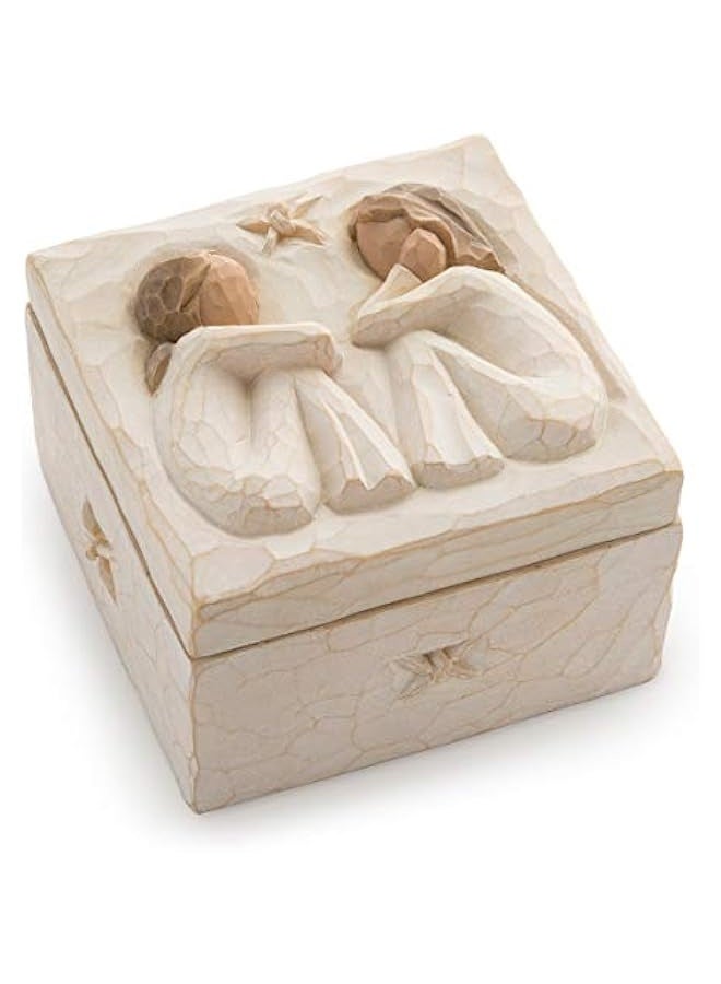 NIBEMINENT Friendship Keepsake Box, Forever True, Forever Friends, Holds Jewelry and Treasures, Carving of Best Friends or Sisters, Sculpted Hand-Painted Keepsake Box - Image 1