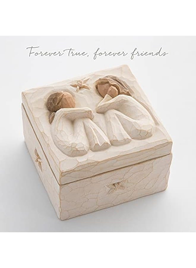 NIBEMINENT Friendship Keepsake Box, Forever True, Forever Friends, Holds Jewelry and Treasures, Carving of Best Friends or Sisters, Sculpted Hand-Painted Keepsake Box - Image 4