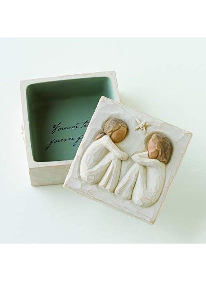 NIBEMINENT Friendship Keepsake Box, Forever True, Forever Friends, Holds Jewelry and Treasures, Carving of Best Friends or Sisters, Sculpted Hand-Painted Keepsake Box - Image 3