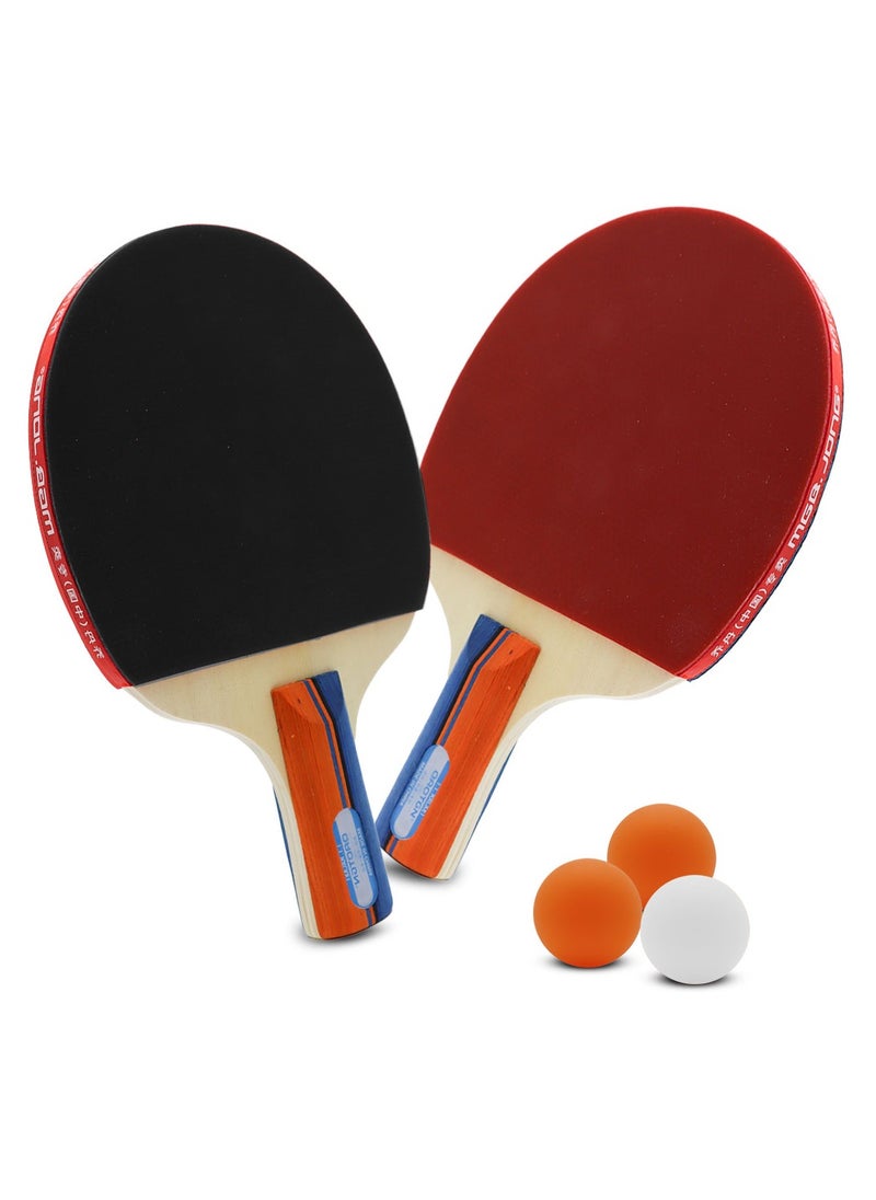 Generic Set of 2 Table Tennis Rackets with Bag and 3 Balls – Professional Wooden Design 