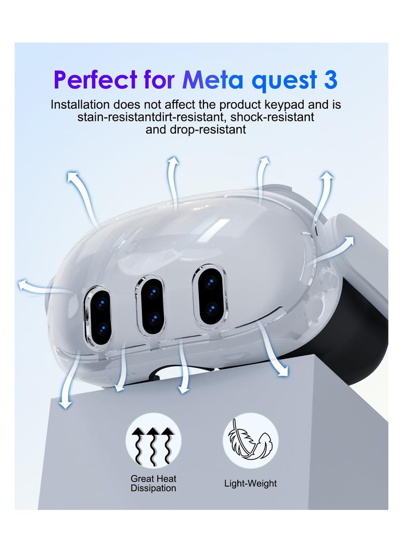 AOLION - Accessories for Meta Quest 3, VR Accessory Set for Oculus Quest 3, VR Accessories Included Transparent Shell Cover, Lens Tempered Glass Protector, Protective Lens Cover, Joystick Caps - Image 1