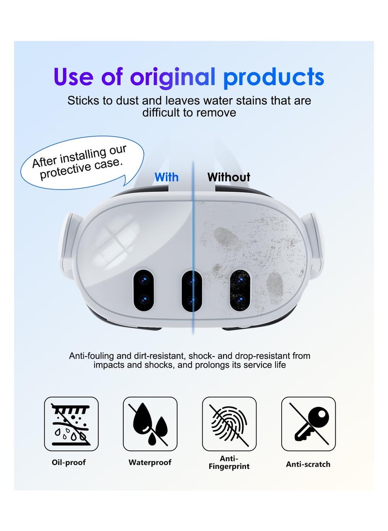 AOLION - Accessories for Meta Quest 3, VR Accessory Set for Oculus Quest 3, VR Accessories Included Transparent Shell Cover, Lens Tempered Glass Protector, Protective Lens Cover, Joystick Caps - Image 1