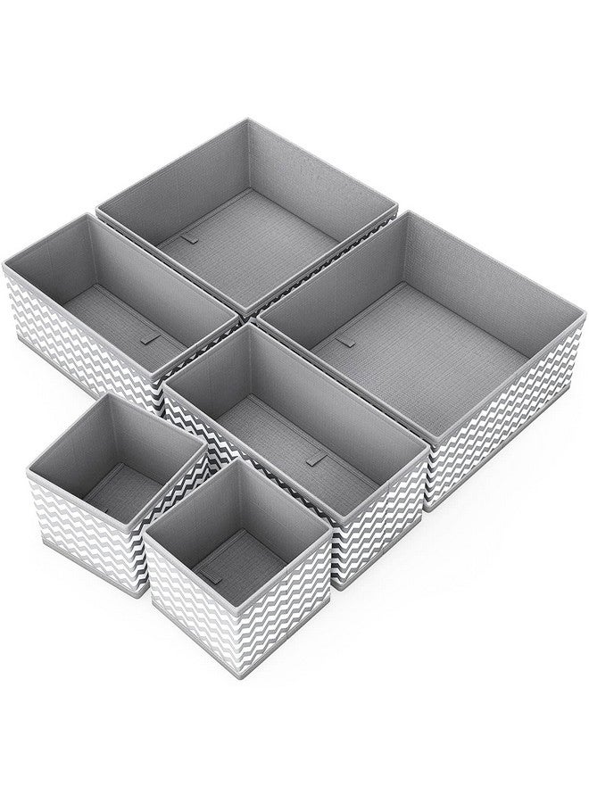 HOUSE OF QUIRK Foldable Cloth Storage Box Closet Dresser Drawer Organizer Cube Basket Bins Containers Divider With Drawers For Clothes, Set Of 6 (Wave, Non-Woven & Cardboard) - Image 3