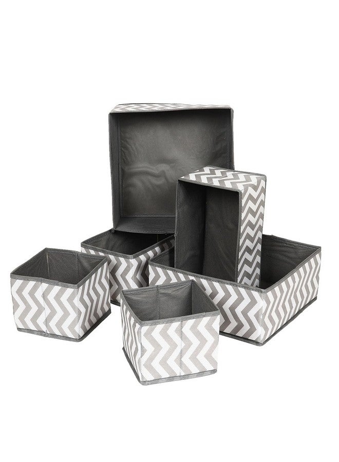 HOUSE OF QUIRK Foldable Cloth Storage Box Closet Dresser Drawer Organizer Cube Basket Bins Containers Divider With Drawers For Clothes, Set Of 6 (Wave, Non-Woven & Cardboard) - Image 5