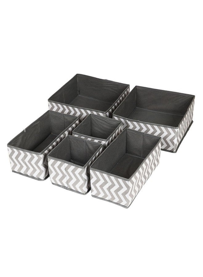 HOUSE OF QUIRK Foldable Cloth Storage Box Closet Dresser Drawer Organizer Cube Basket Bins Containers Divider With Drawers For Clothes, Set Of 6 (Wave, Non-Woven & Cardboard) - Image 4
