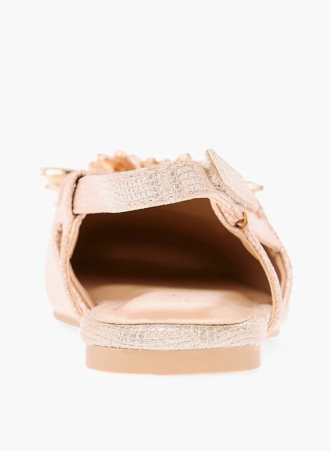 Celeste Girls Butterfly Embellished Sandals With Hook And Loop Closure
