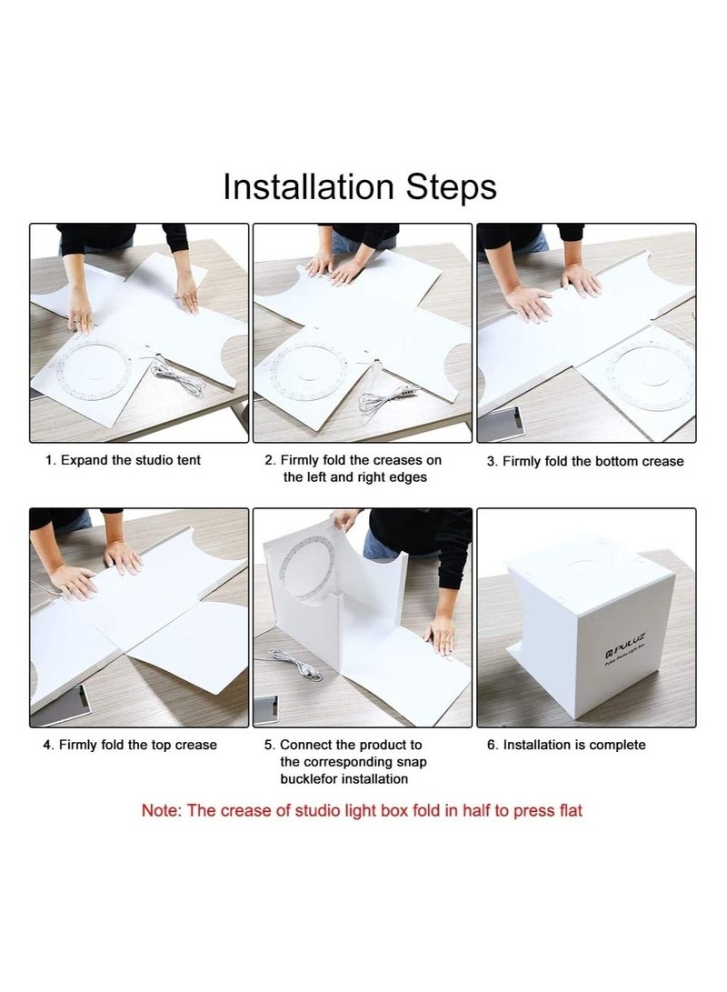 30cm Ring Light Photo Studio Light Box, Adjustable Portable Photography Shooting Light Tent Kit with White/Warm/soft Lighting 80pcs LED Lights + 6 Backdrops for Product Display - Image 3