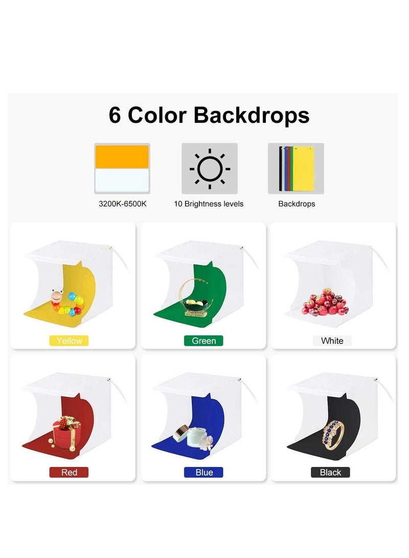 30cm Ring Light Photo Studio Light Box, Adjustable Portable Photography Shooting Light Tent Kit with White/Warm/soft Lighting 80pcs LED Lights + 6 Backdrops for Product Display - Image 4